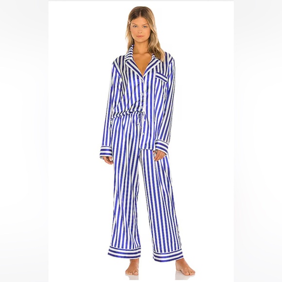 Show Me Your MuMu Blue and White Striped Pajama Set - Picture 1 of 2